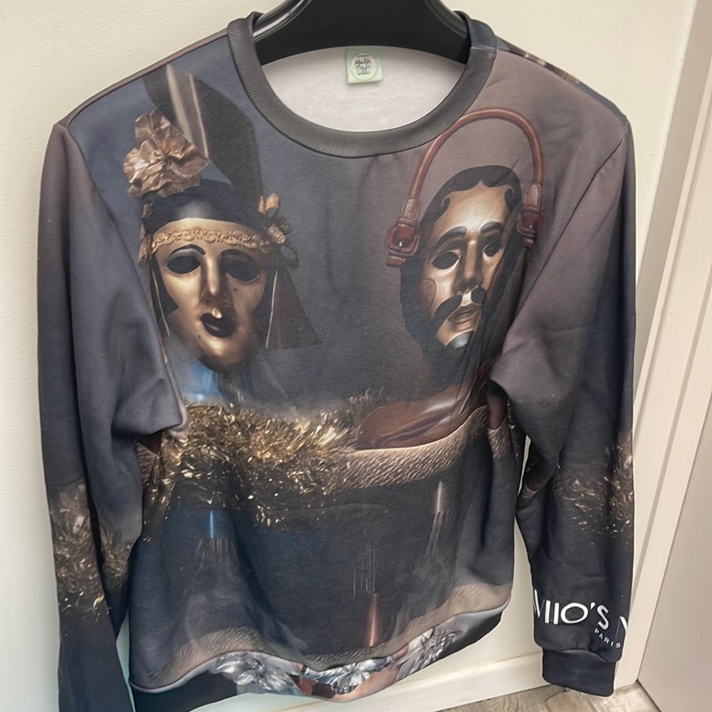 Mens medium mask face designer sweatshirt Who’s next paris logo